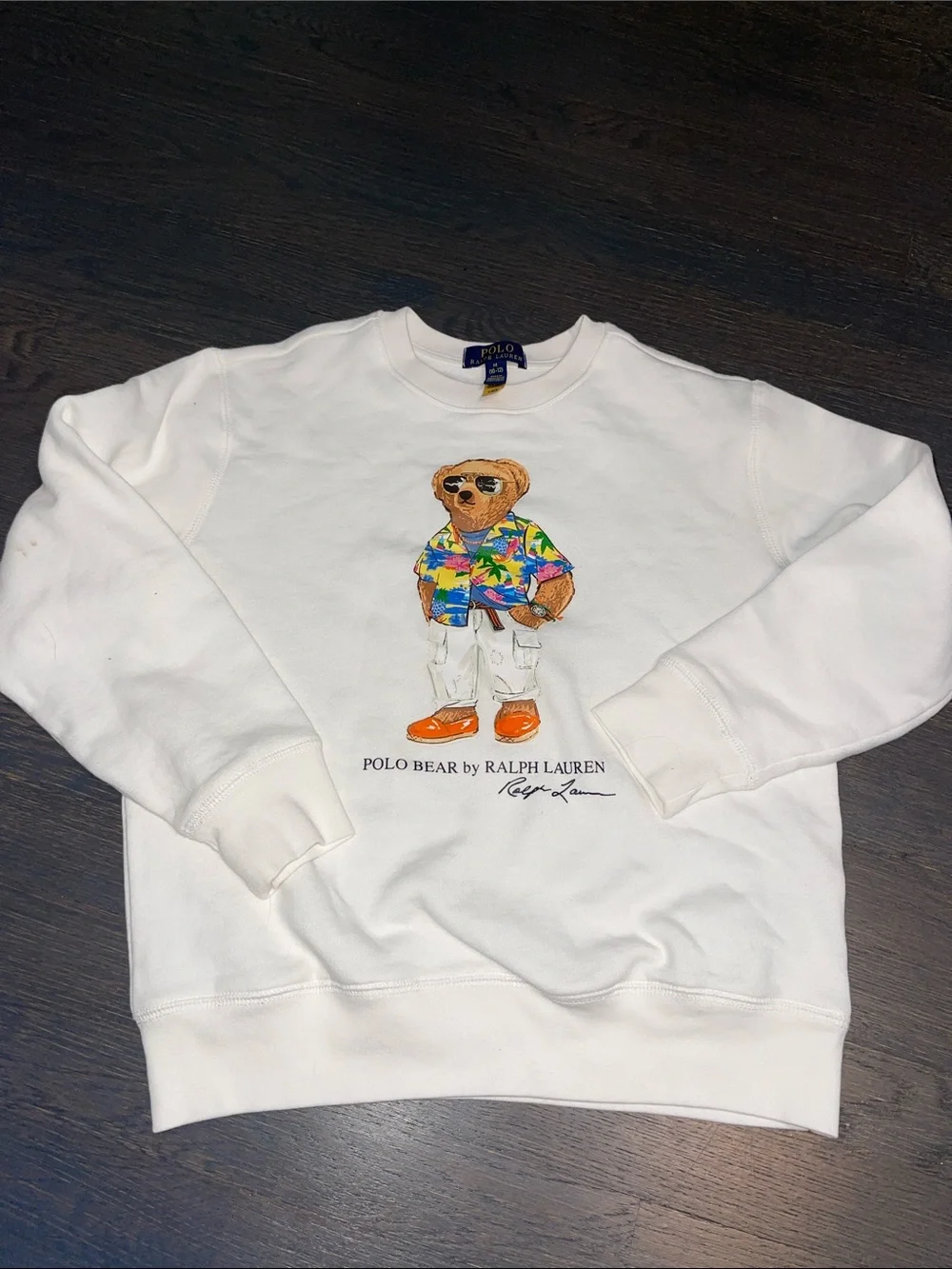Ralph Lauren White Polo Bear Crewneck Sweatshirt